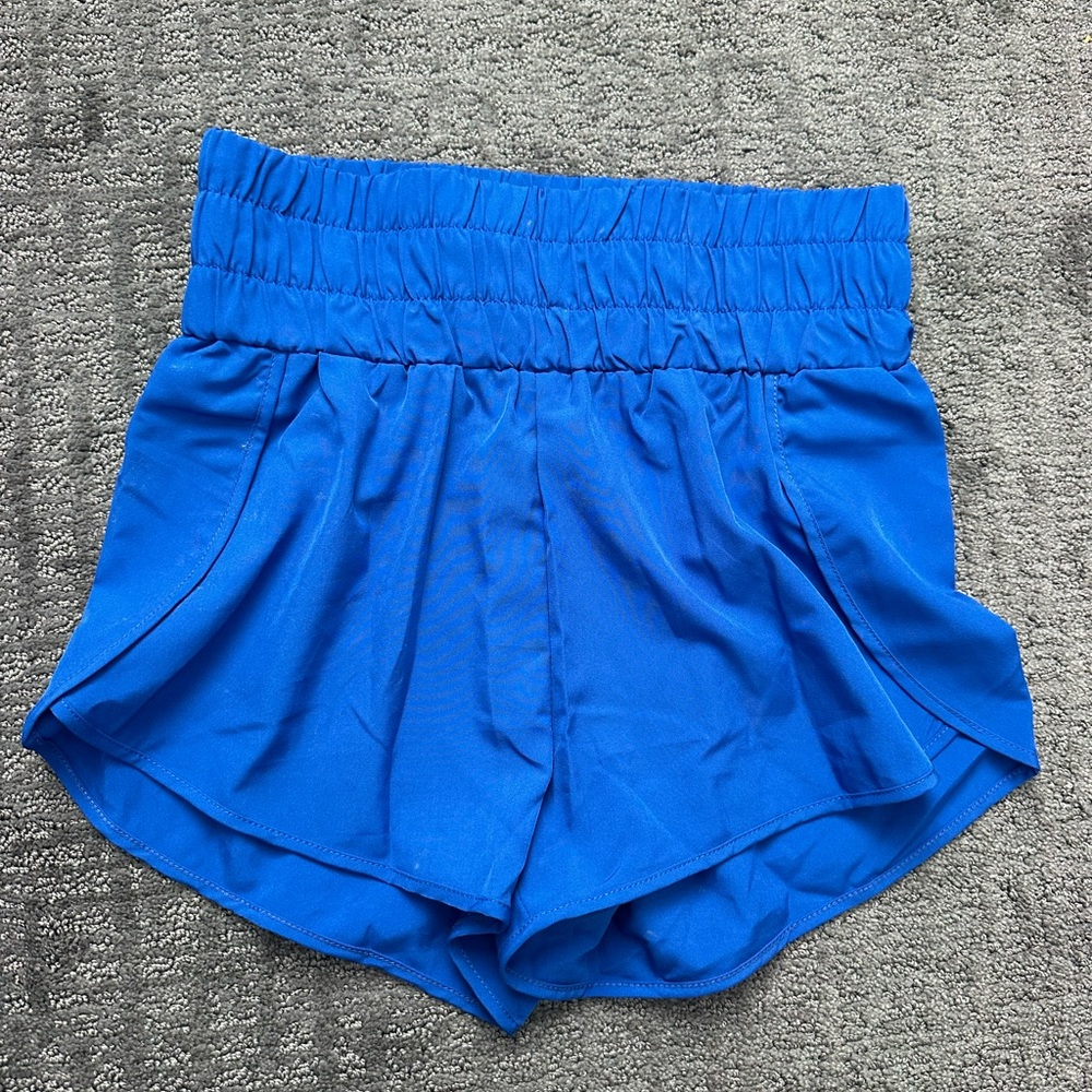 Women's Blue Elastic Waist Shorts
